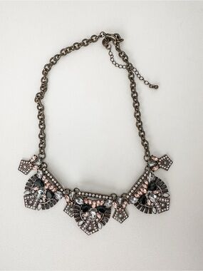 Statement Pink and Black Crystal Bib Necklace